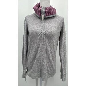 Lululemon In A Cinch Long Sleeve Tee Reversible Womens Sz 4 Gray Pink Striped